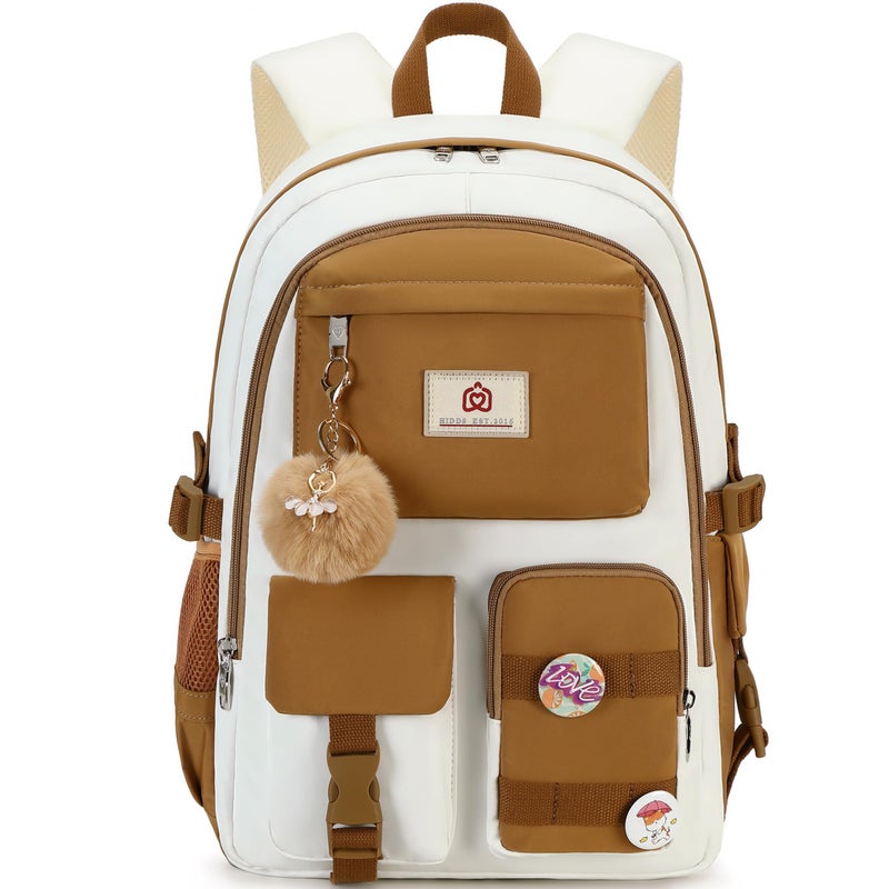 Hidds Backpack for GirlsSchool Backpack Women College Laptop Backpacks Teens Bookbag Kids Elementary Middle High School Bag Student Travel DaypackKhaki Beige - Image 2