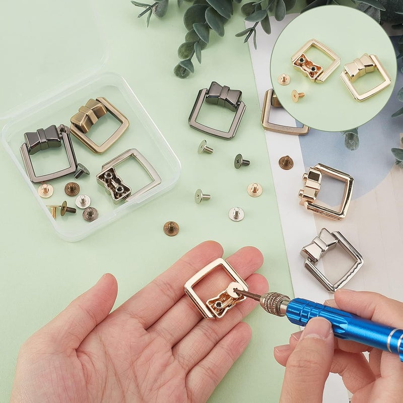 klarako 8 Sets Bag Strap Connector Clasp, 4 Colors Suspension Clasp for Purse Bowknot Shape Handbag Side Clip Buckles with Lklarako Ring Metal Rotatable Ring Buckles Backpack Making Hardware Accessory - Image 2