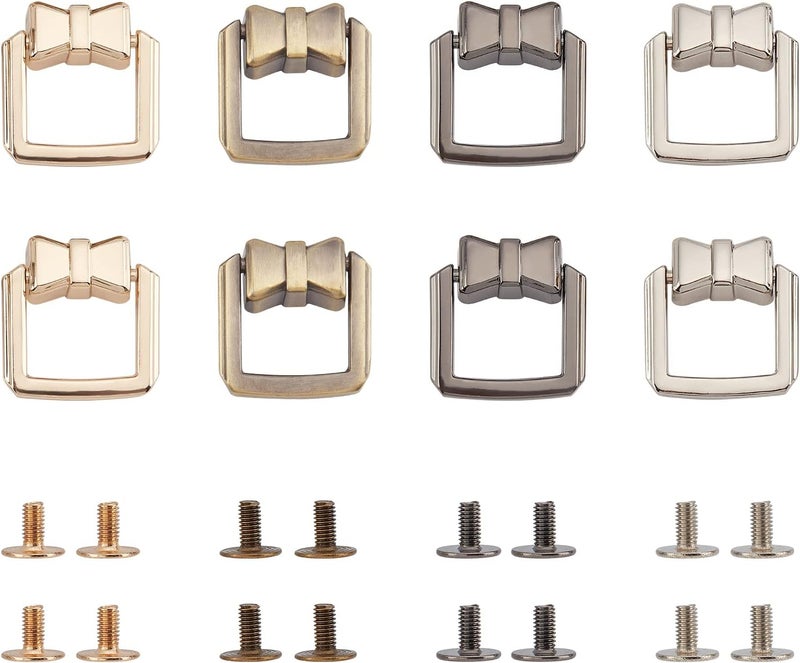 klarako 8 Sets Bag Strap Connector Clasp, 4 Colors Suspension Clasp for Purse Bowknot Shape Handbag Side Clip Buckles with Lklarako Ring Metal Rotatable Ring Buckles Backpack Making Hardware Accessory - Image 1