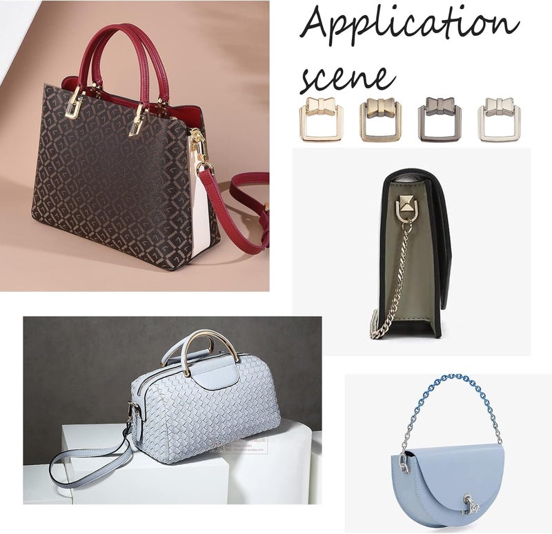 klarako 8 Sets Bag Strap Connector Clasp, 4 Colors Suspension Clasp for Purse Bowknot Shape Handbag Side Clip Buckles with Lklarako Ring Metal Rotatable Ring Buckles Backpack Making Hardware Accessory - Image 4