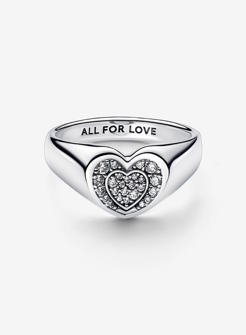 Radiant Heart Pavé Signet Ring