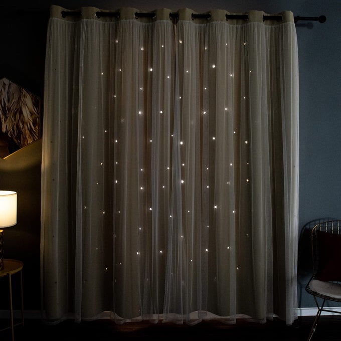 GREY STAR CURTAINS FOR BEDROOM STAR HOLLOW OUT BLACKOUT CURTAINS FOR KIDS ROOM DECOR DOUBLE LAYER CUT OUT WINDOW CURTAINS 2 PANEL WITH TIEBACKS 52W X 84L GREY