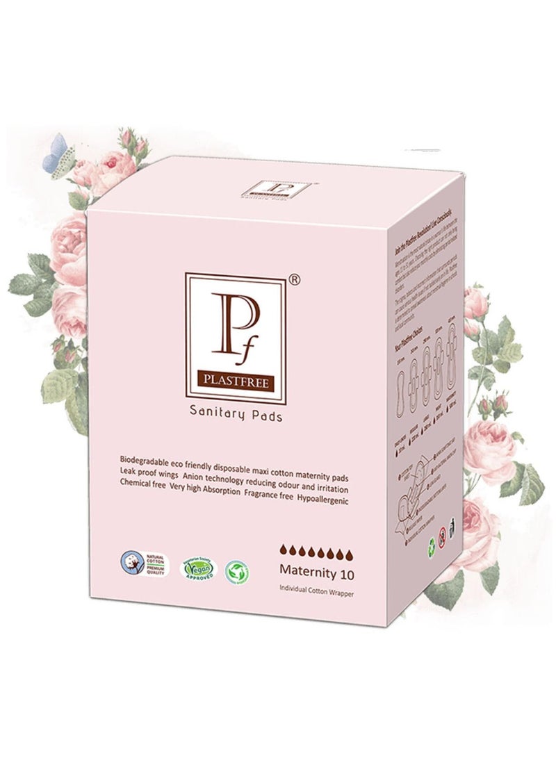 PLASTFREE Organic Maternity Pads Single Pack 10 Pads - Image 1