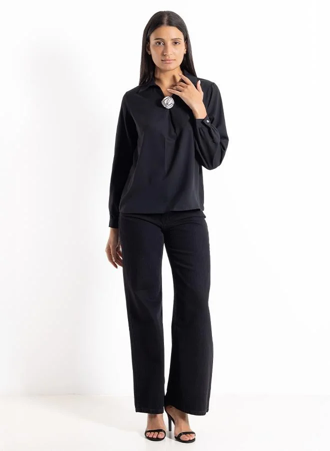 SHAPES DETAILED CHIFFON SHIRT