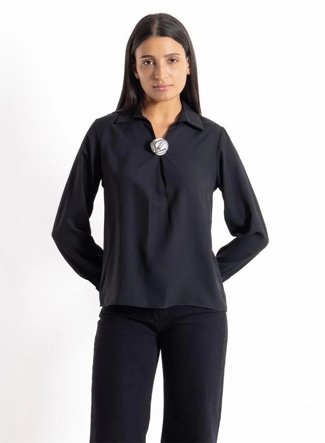 SHAPES DETAILED CHIFFON SHIRT