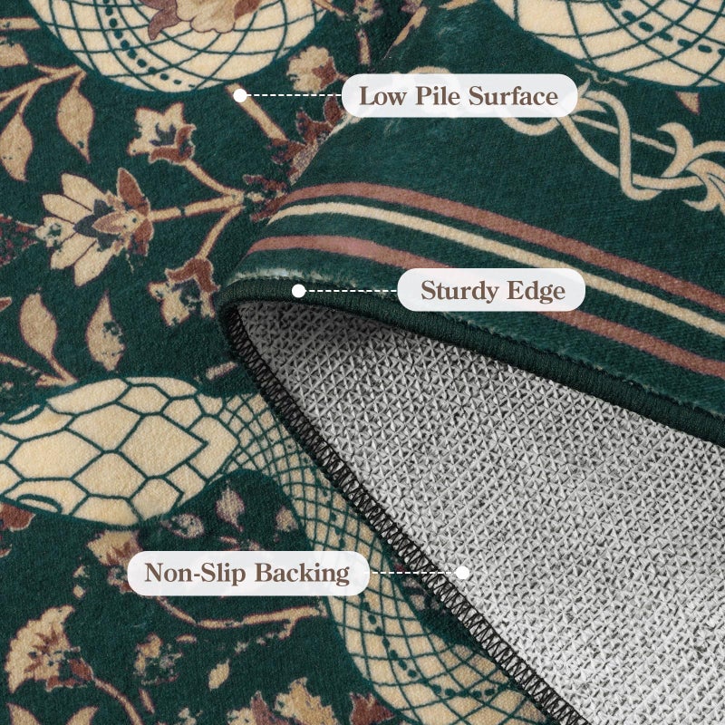 LIVEBOX 5x7 Washable Area Rug - Snake Rug for Living Room, Non-Slip Soft Bedroom Rugs, Low Pile Indoor Carpet for Dining Room Home Office(5x7ft, Green) - Image 4