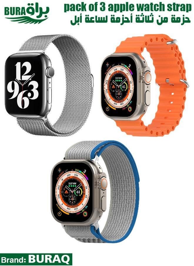 BURAQ - Apple Watch Band Strap For Apple Watch Ultra 2/Ultra 49mm, Series 10 46mm, 9/8/7 45mm, SE2/SE/6/5/4 44mm, 3/2/1 42mm - Image 1