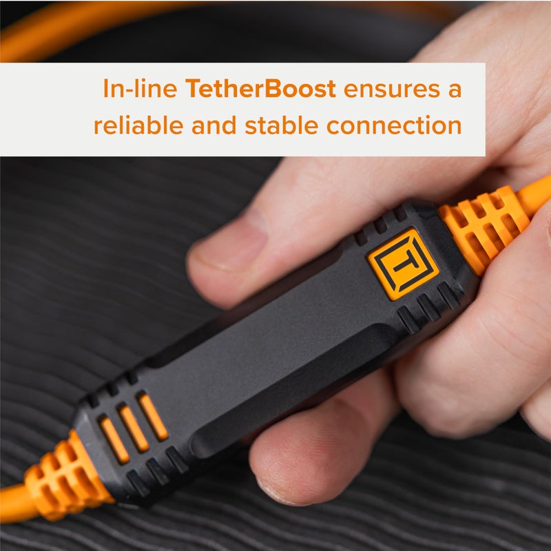 TETHER TOOLS TetherPro Optima 10Gbps Gen 2 USB-C, 15' (4.6m), Straight to Right, High-Visibility Orange - Image 5