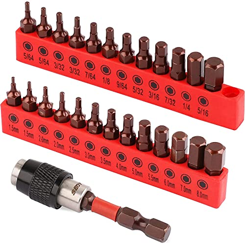 Premium 25Piece Allen Key Drill Bit Set Durable Allen Wrench Bits with Strong Magnetic Tips SAE Metric Hex Keys