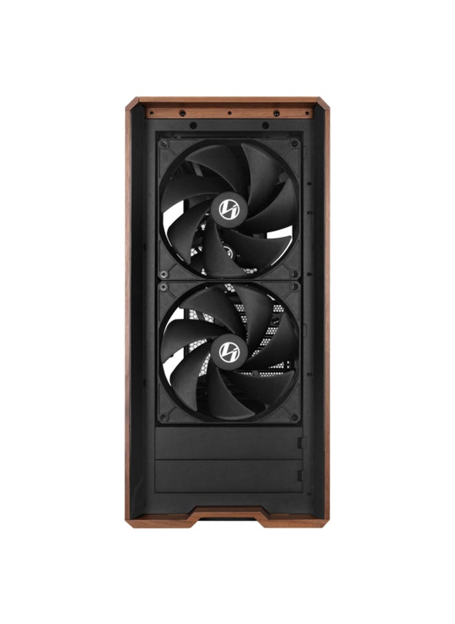 LIAN LI Lancool 217 Mid-Tower ATX PC Case, Black with Dark Walnut Wood Front Panel, 5 Pre-Installed PWM Fans, High Airflow Mesh Front, Back-Connect ATX Motherboard Support, Tempered Glass Side Panel, Tool-Less Design, L-Connect 3 & SignalRGB Sync, USB 3.2 Gen 1 Type-A & USB Type-C Front I/O, Removable Dust Filters, Cable Management Friendly, Black | LAN217X  - Image 4