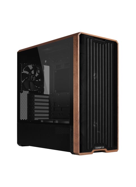 Lancool 217 Mid-Tower ATX PC Case, Black with Dark Walnut Wood Front Panel, 5 Pre-Installed PWM Fans, High Airflow Mesh Front, Back-Connect ATX Motherboard Support, Tempered Glass Side Panel, Tool-Less Design, L-Connect 3 & SignalRGB Sync, USB 3.2 Gen 1 Type-A & USB Type-C Front I/O, Removable Dust Filters, Cable Management Friendly, Black | LAN217X