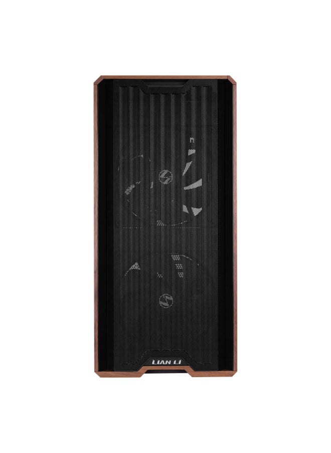 LIAN LI Lancool 217 Mid-Tower ATX PC Case, Black with Dark Walnut Wood Front Panel, 5 Pre-Installed PWM Fans, High Airflow Mesh Front, Back-Connect ATX Motherboard Support, Tempered Glass Side Panel, Tool-Less Design, L-Connect 3 & SignalRGB Sync, USB 3.2 Gen 1 Type-A & USB Type-C Front I/O, Removable Dust Filters, Cable Management Friendly, Black | LAN217X  - Image 3
