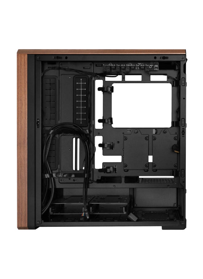 Lancool 217 Mid-Tower ATX PC Case, Black with Dark Walnut Wood Front Panel, 5 Pre-Installed PWM Fans, High Airflow Mesh Front, Back-Connect ATX Motherboard Support, Tempered Glass Side Panel, Tool-Less Design, L-Connect 3 & SignalRGB Sync, USB 3.2 Gen 1 Type-A & USB Type-C Front I/O, Removable Dust Filters, Cable Management Friendly, Black | LAN217X