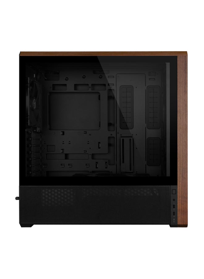 LIAN LI Lancool 217 Mid-Tower ATX PC Case, Black with Dark Walnut Wood Front Panel, 5 Pre-Installed PWM Fans, High Airflow Mesh Front, Back-Connect ATX Motherboard Support, Tempered Glass Side Panel, Tool-Less Design, L-Connect 3 & SignalRGB Sync, USB 3.2 Gen 1 Type-A & USB Type-C Front I/O, Removable Dust Filters, Cable Management Friendly, Black | LAN217X  - Image 5