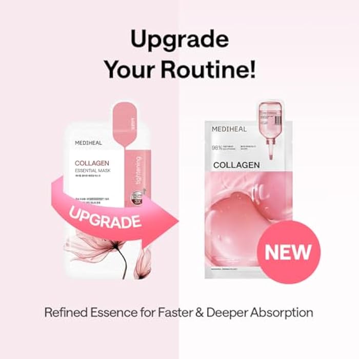 Mediheal Collagen Essential Sheet Mask Core Firming 10 pcs. 98% Vegan Collagen for firming, elasticity, and skin density improvement. Vegan formula - Image 2