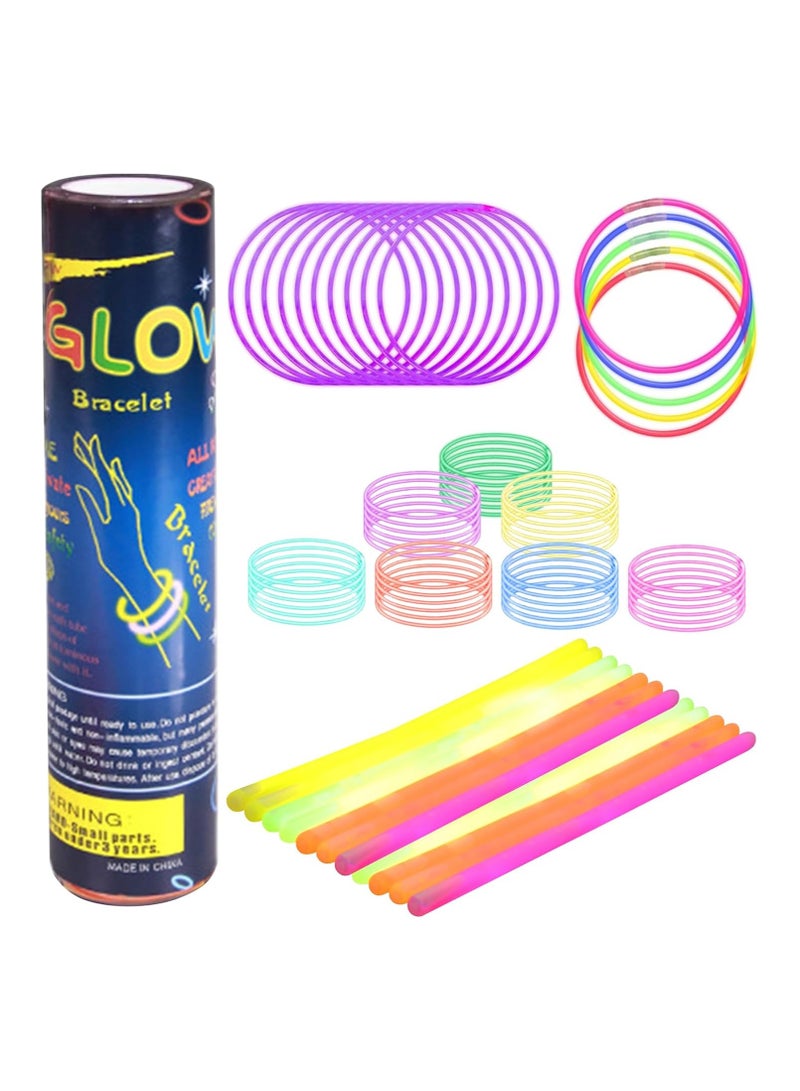BLOOMING TIME 100 pcs Pack Multi-Color Glow Sticks Bulk, Flashing Glow in The Dark Party Supplies Bulk - Image 1