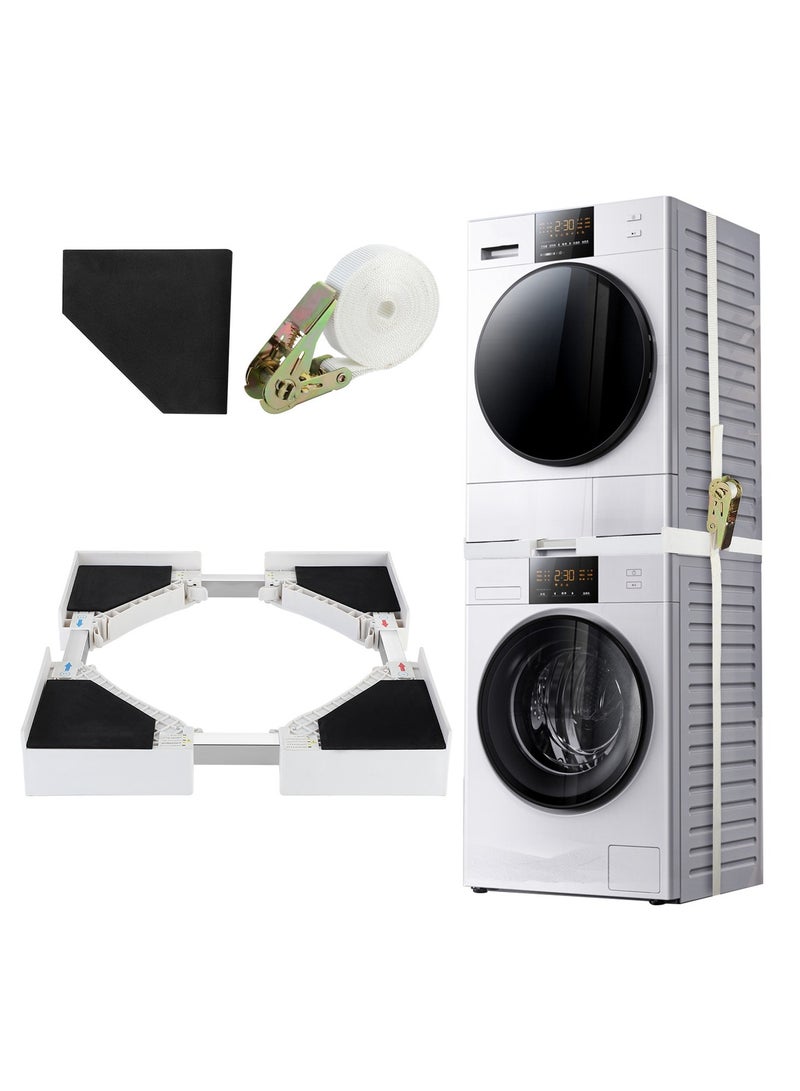 بيوينتي طقم التكديس للغسالة والمجفف   طقم تكديس قابل للتعديل من 50 إلى 70 سم   إطار تثبيت مع حزام مشدّد   مناسب لتركيب الغسالة والمجفف فوق بعضهما البعض - Image 1