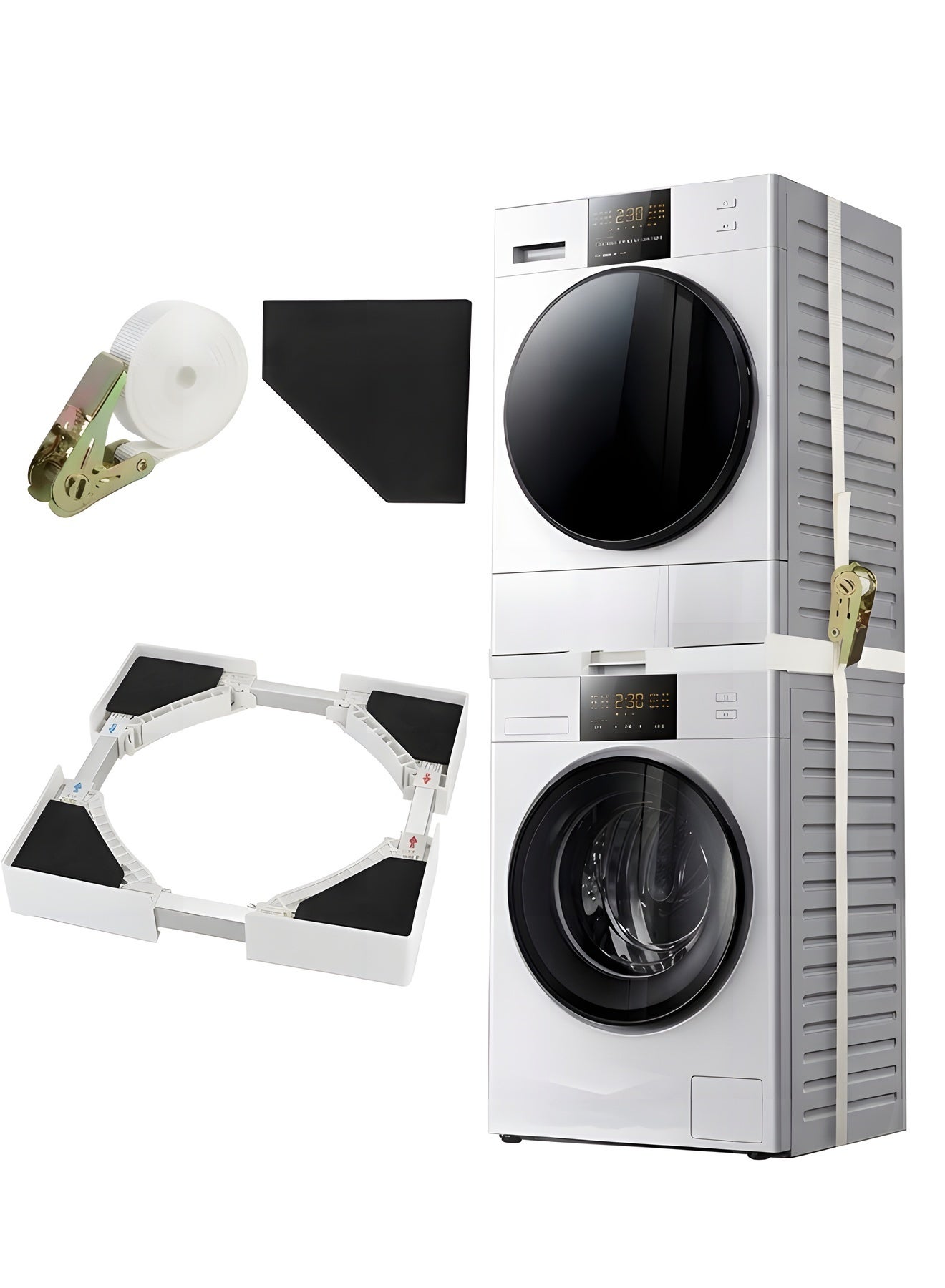 Beauenty Stacking Kit For Washing Machine And Dryer,Adjustable 50-70cm Washer Dryer Stacking Kit,With Ratchet Belt Connection Frame,Suitable For Stackable Washing Machine And Dryer Combinations