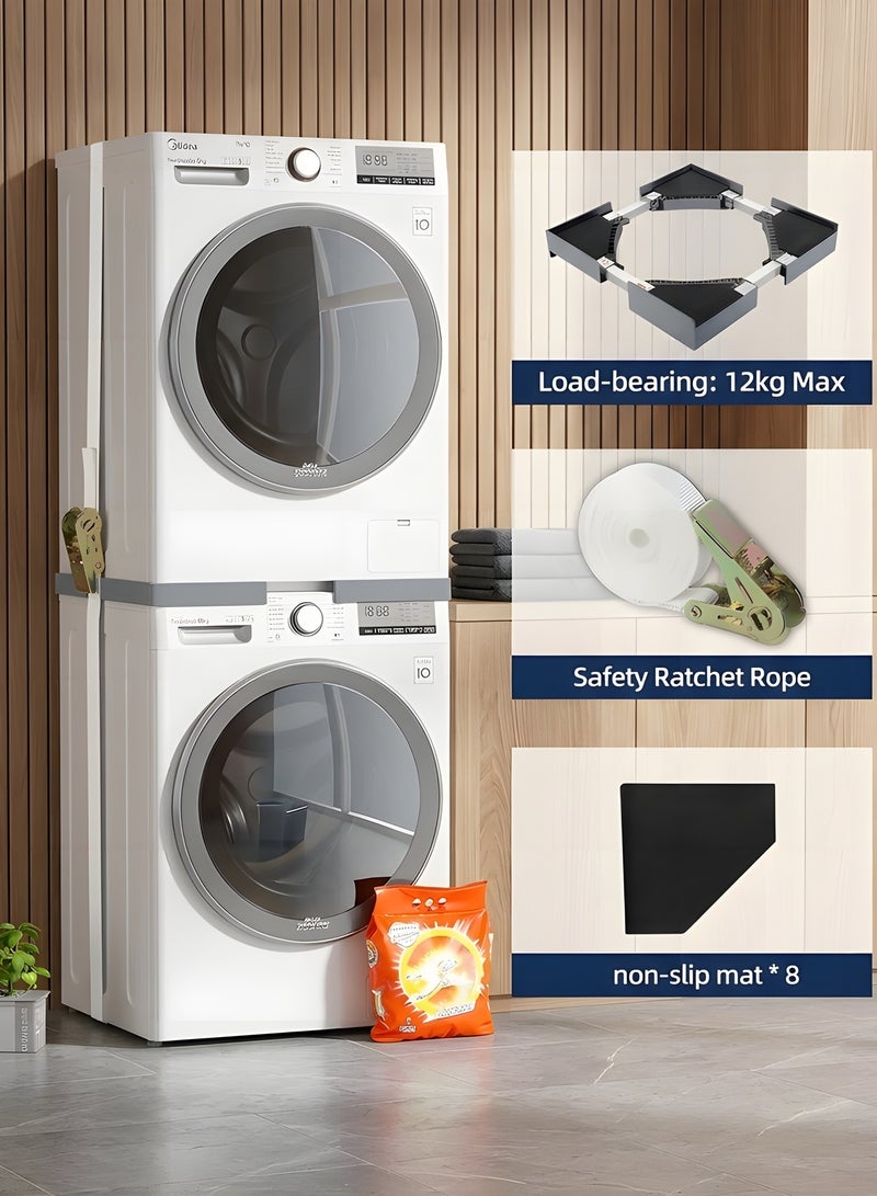 Beauenty Stacking Kit For Washing Machine And Dryer,Adjustable 50-70cm Washer Dryer Stacking Kit,With Ratchet Belt Connection Frame,Suitable For Stackable Washing Machine And Dryer Combinations - Image 4