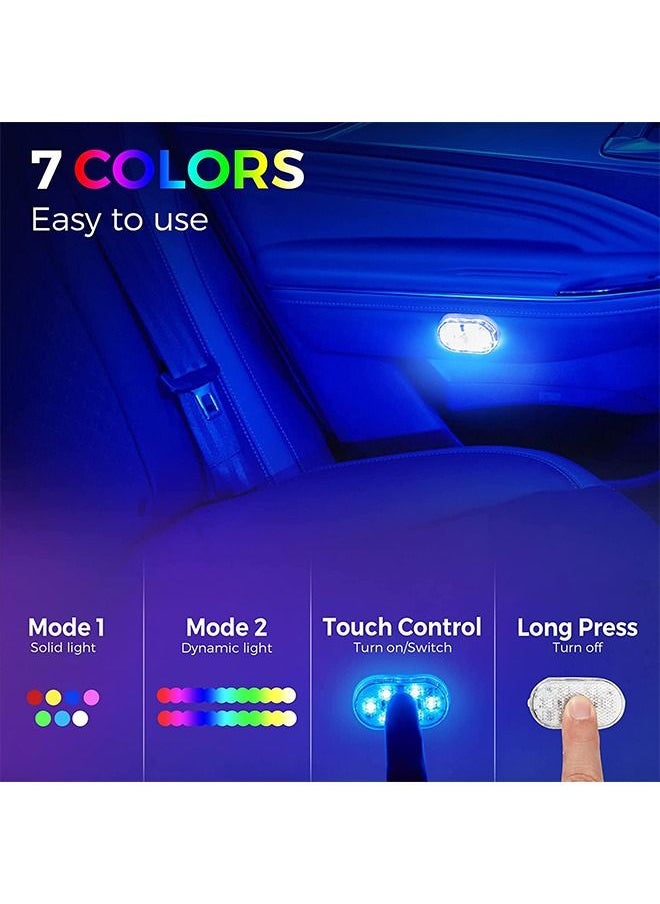 Arabest - Car Led Interior Lights, 7 Colors Ambient Lighting Car Interior Lights Car Led Lights Interior Wireless Led Lights for Car Interior Car Lights Inside Car USB Rechargeable Interior Lights (2 Pcs) - Image 1