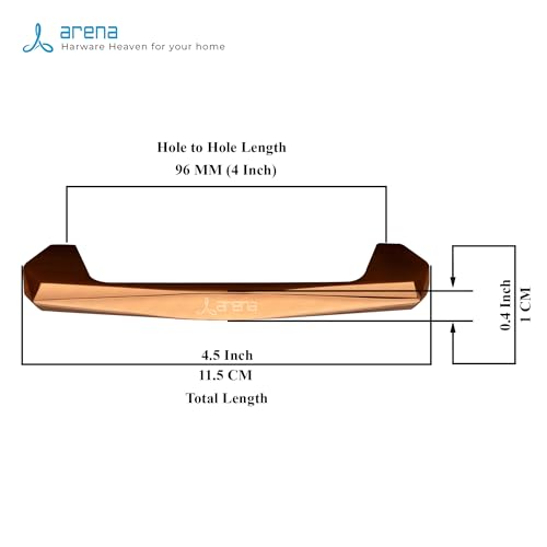 Arena Zinc Cabinet Handle (2 Pcs) 4-Inch, Rose Gold Finish Cabinet Pull Handle for All Types of Kitchen Cabinets, Doors, Wooden Furniture, Drawer Handle, Cabinet Pull Out Handles - Image 2