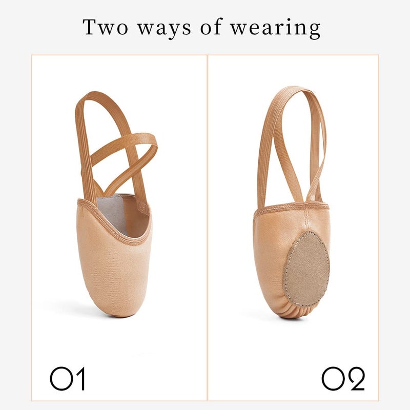 Stelle Half Soles Dance Shoes Women Men Canvas Lyrical Pirouette Ballet Shoes Turners Dance Shoes for Contemporary (Sand,3/4) - Image 5
