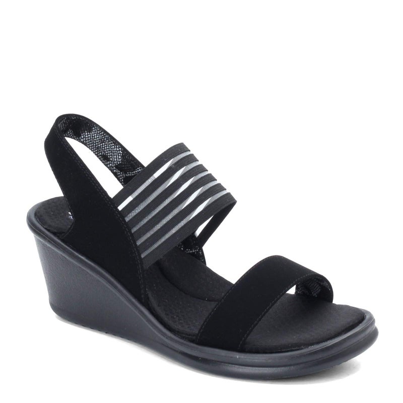 SKECHERS صندل سكيشرز كالي للنساء رمبلرز-ساي فاي بكعب عريض، أسود، 6.5 M US - Image 1