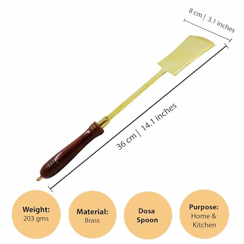 Putrika Traditional Handcrafted Brass Utensil Ladle | Brass Cookware | Serving Spoon |Cooking Ladle|Tableware| Dinnerware (Dosai Karandi) - Image 3