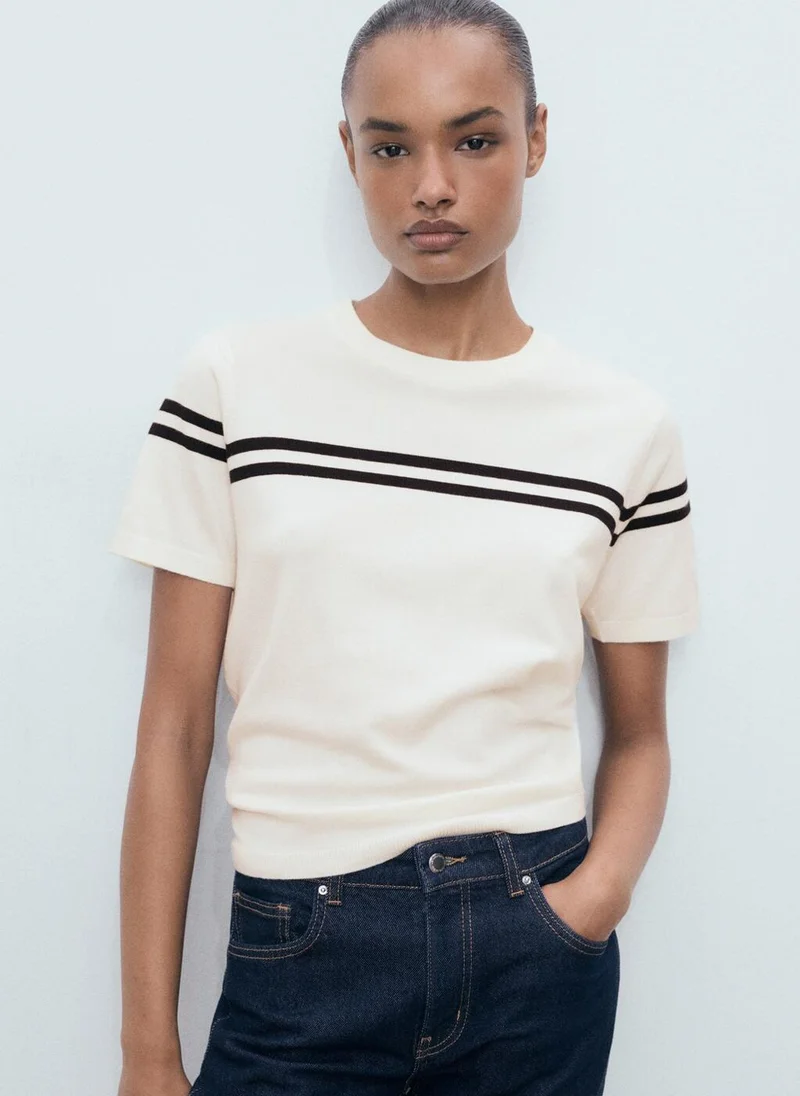 MANGO Striped short-sleeved sweater