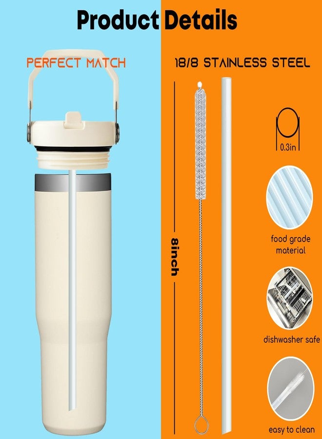 الينك شفاطات بديلة من ALINK لكوب ستانلي آيس فلو القلاب سعة 30 أونصة، عبوة من 6 شفاطات بلاستيكية شفافة قابلة لإعادة الاستخدام، متوافقة مع كوب ستانلي آيس فلو سعة 30 أونصة، مزودة بفرشاة تنظيف، تصميم بزاوية، آمنة للغسل في غسالة الأطباق. - Image 2