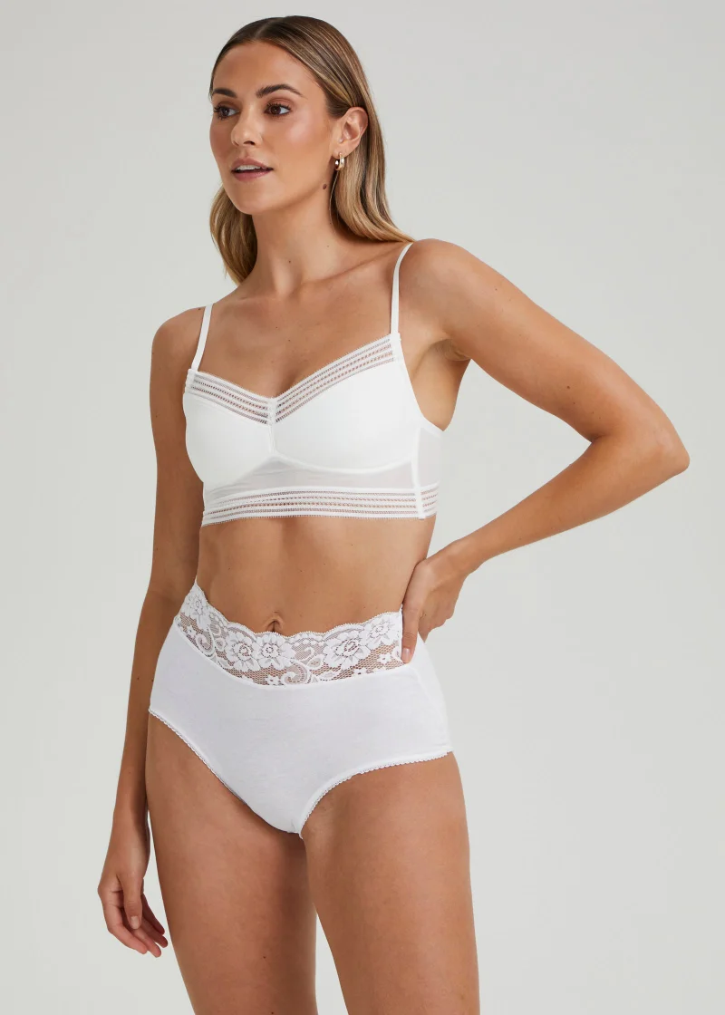 Matalan 4 Pack Black & White Lace trim Full Knickers