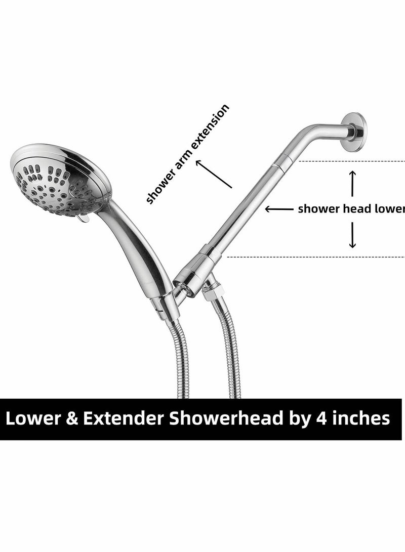 Zikra Adjustable Stainless Steel Shower Arm Extension with Chrome Finish, Lower Shower Head Extender for Enhanced Bathroom Shower Experience, Perfect Shower Accessory. - Image 3