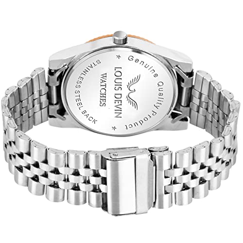 LOUIS DEVIN Stainless Steel Chain Analog Wrist Watch for Men (Green Dial) | LD-CP059-GRN - Image 3