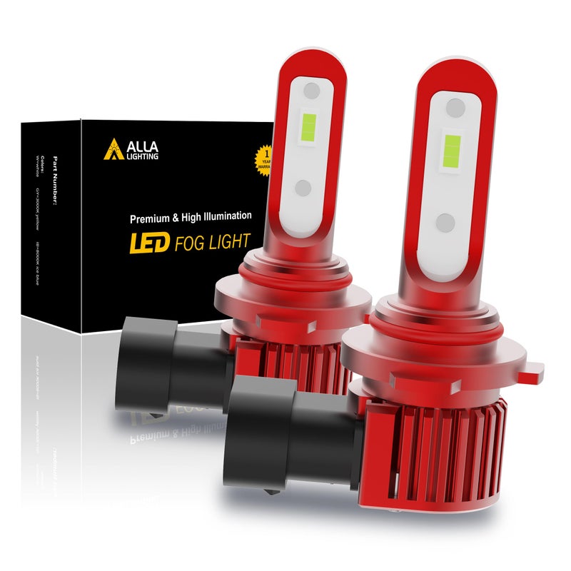 Alla Lighting 5200lm 9145 H10 LED Fog Lights Bulbs 6000K Xenon White Extreme Super Bright 9140 9155 9040 12V LEDs Replacement ALR Version