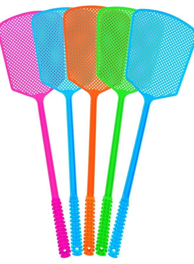LifHap Plastic Heavy Duty Long Handle Fly Swatters, Pack of 5 - Image 1