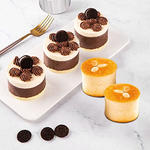 SWETON Cake Rings Cooking Rings Dessert Mousse Mold Stainless Steel with Pusher for Desserts Making (4PCS) - Image 4
