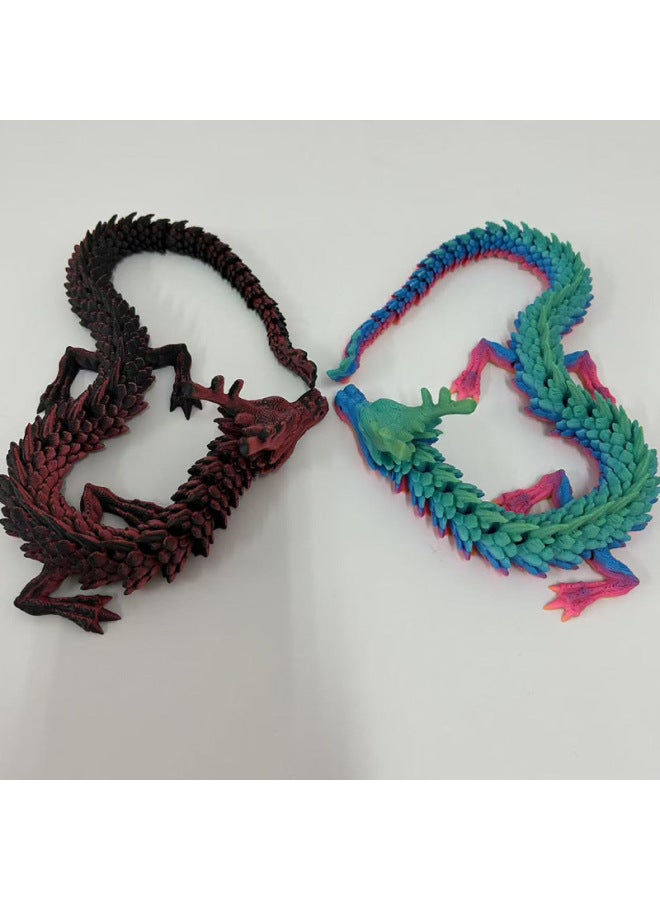 3D Printing Chinese Dragon Movable Joint Multi-color Dragon Handicraft Ornaments Gift Net Red-Color:Green Blue-Size:45cm - Image 3