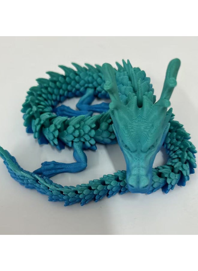 3D Printing Chinese Dragon Movable Joint Multi-color Dragon Handicraft Ornaments Gift Net Red-Color:Green Blue-Size:45cm - Image 1