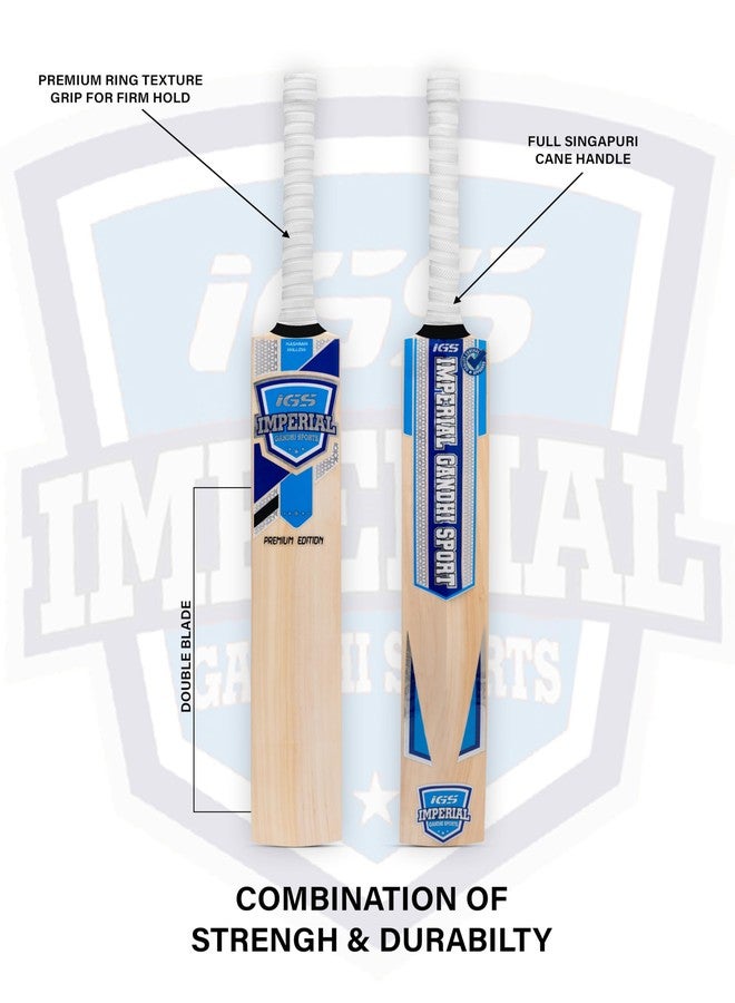 IGS Imperial Cricket Bat, Kashmir Willow, Standard Size, Natural Wood, Leather Ball, (Size-6) - Image 3