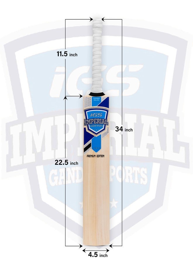 IGS Imperial Cricket Bat, Kashmir Willow, Standard Size, Natural Wood, Leather Ball, (Size-6) - Image 2