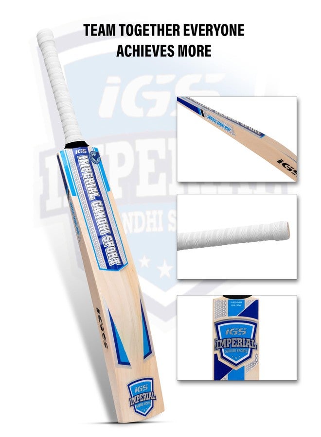 IGS Imperial Cricket Bat, Kashmir Willow, Standard Size, Natural Wood, Leather Ball, (Size-6) - Image 4