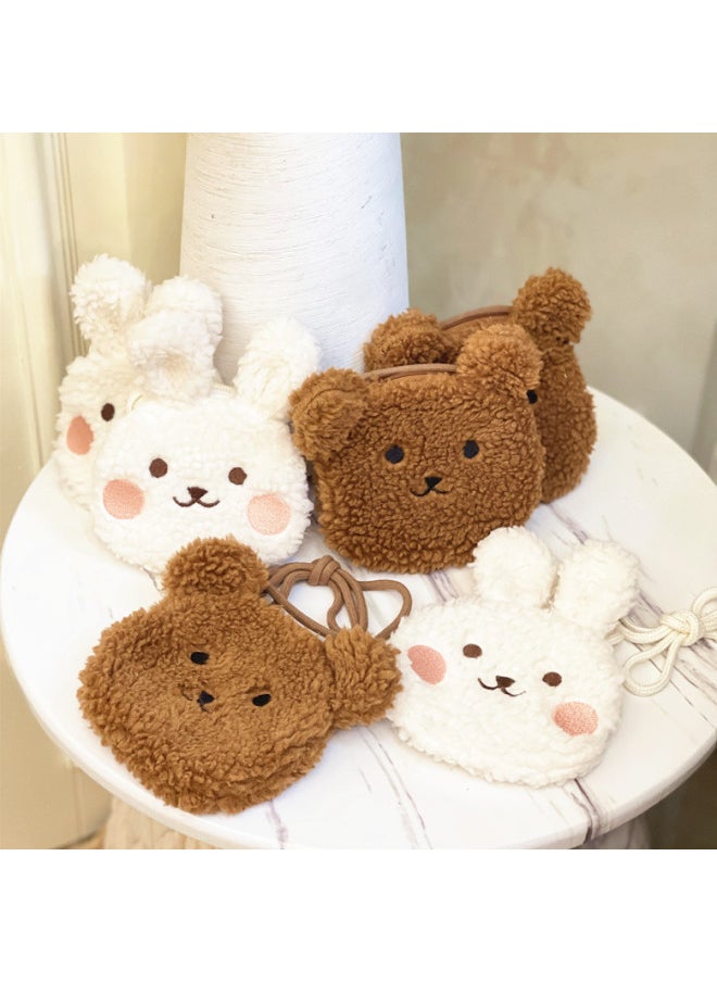 Generic - Korean Style Baby Backpack Soft Plush Cartoon Rabbit Year Winter Trendy Cotton Baby Fashion Backpack Infant Toddler Carry Bag-Color:White Bunny - Image 1