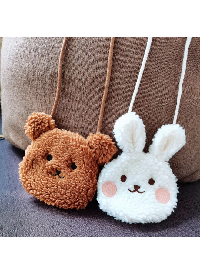 Generic - Korean Style Baby Backpack Soft Plush Cartoon Rabbit Year Winter Trendy Cotton Baby Fashion Backpack Infant Toddler Carry Bag-Color:White Bunny - Image 1