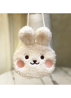 Korean Style Baby Backpack Soft Plush Cartoon Rabbit Year Winter Trendy Cotton Baby Fashion Backpack Infant Toddler Carry Bag-Color:White Bunny