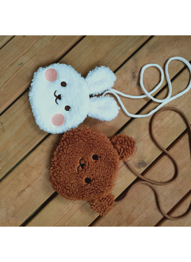 Generic - Korean Style Baby Backpack Soft Plush Cartoon Rabbit Year Winter Trendy Cotton Baby Fashion Backpack Infant Toddler Carry Bag-Color:White Bunny - Image 1
