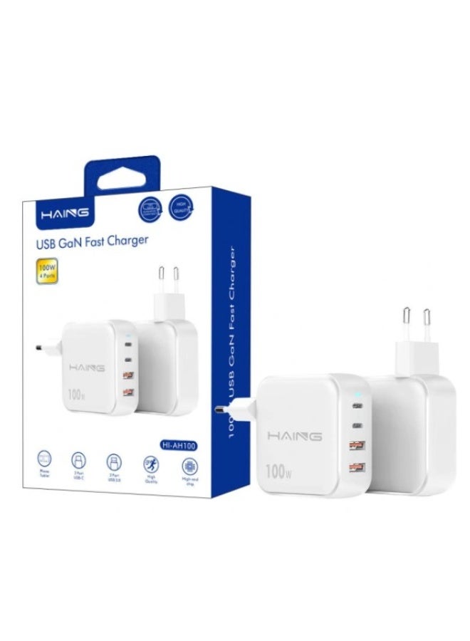 Haing شاحن سريع USB GaN 100 واط 4 منافذ - Image 1