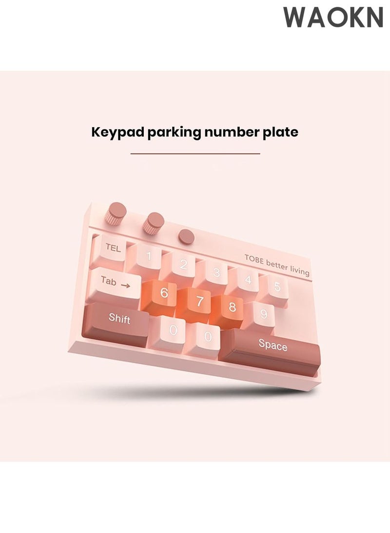 WAOKN High Imitation Keyboard Design Temporary Parking Stickers - Anti-Fade UV Resistant Car License Plate Number Decals - Self-Adhesive Fluorescent Pink Vinyl Signs for Windshield/Dashboard - Easy to Apply & Remove（Pink). - Image 2