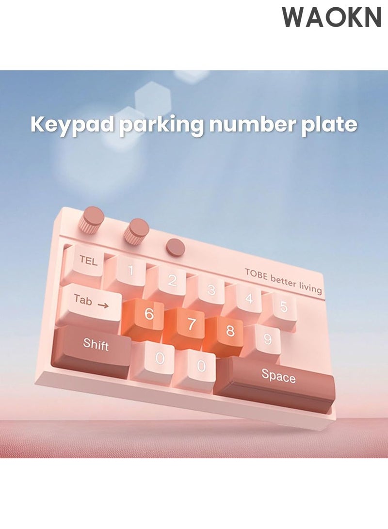 WAOKN High Imitation Keyboard Design Temporary Parking Stickers - Anti-Fade UV Resistant Car License Plate Number Decals - Self-Adhesive Fluorescent Pink Vinyl Signs for Windshield/Dashboard - Easy to Apply & Remove（Pink). - Image 3