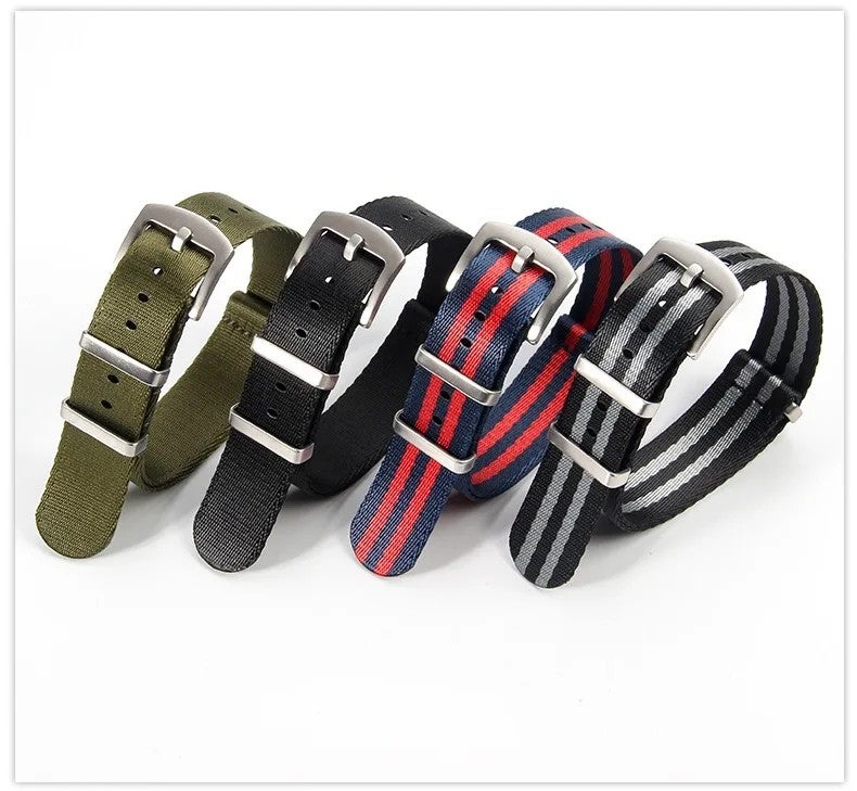 Bluejw High Quality NATO Style Multi-Color Seat Belt Luxury Nylon Watch Strap Replacement for James Bond 007 Striped Watch Band – Durable, Comfortable & Easy to Install - Image 3