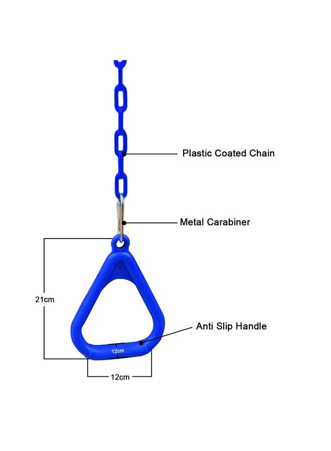 Toy Park Trapeze Gym Rings with Plastic Coated Chains, Ninja Exercising for Backyard - Outdoor Playground Accessories for Kids & Adults (Weight Capacity up to 120 Kgs) - Blue - Image 3